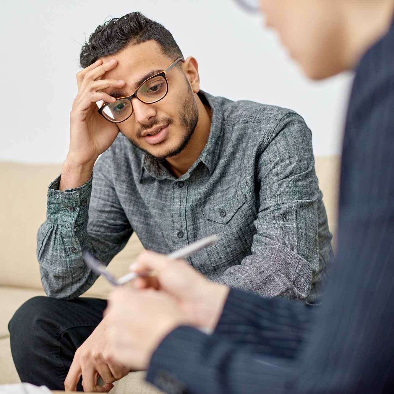 Psychologist Consulting Depressed Patient